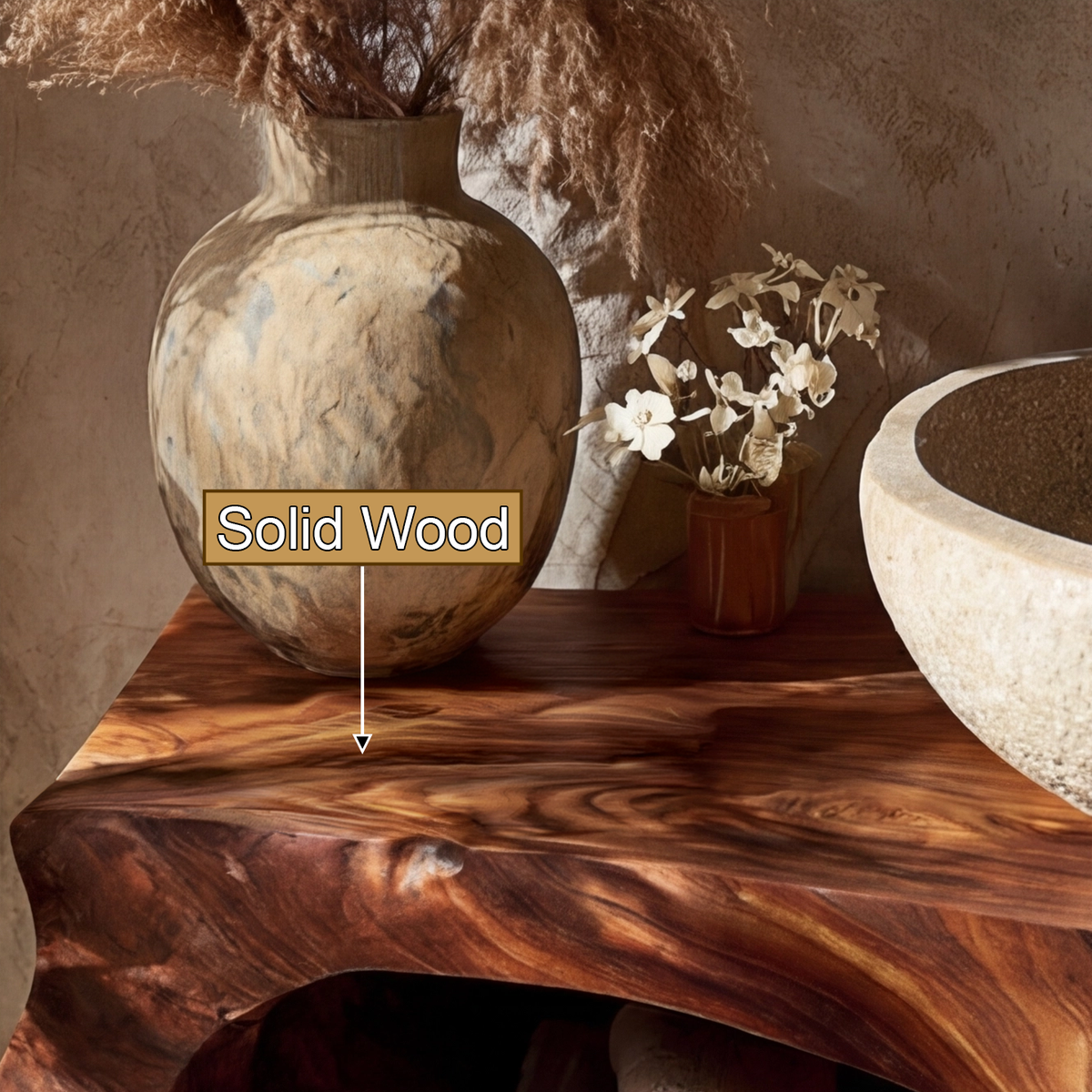 Live Edge Solid Hardwood Floating Bathroom Vanity with Drawer - view 4