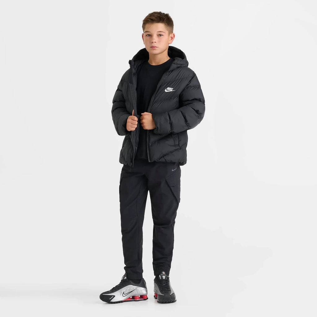Big Kids' Hooded Insulated Puffer Jacket - Black