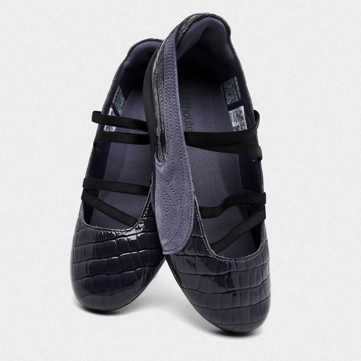 Women's Cow-Print Patent Ballet Sneakers