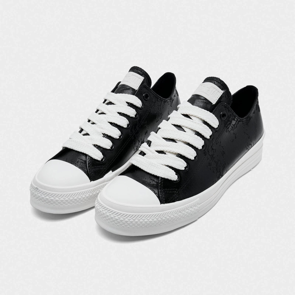 Men's Waxed Denim Low Top Sneakers - Black