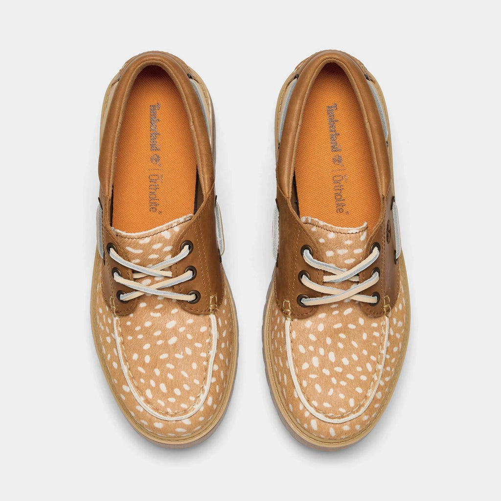 Women's Deer Print Platform Boat Shoes - Brown
