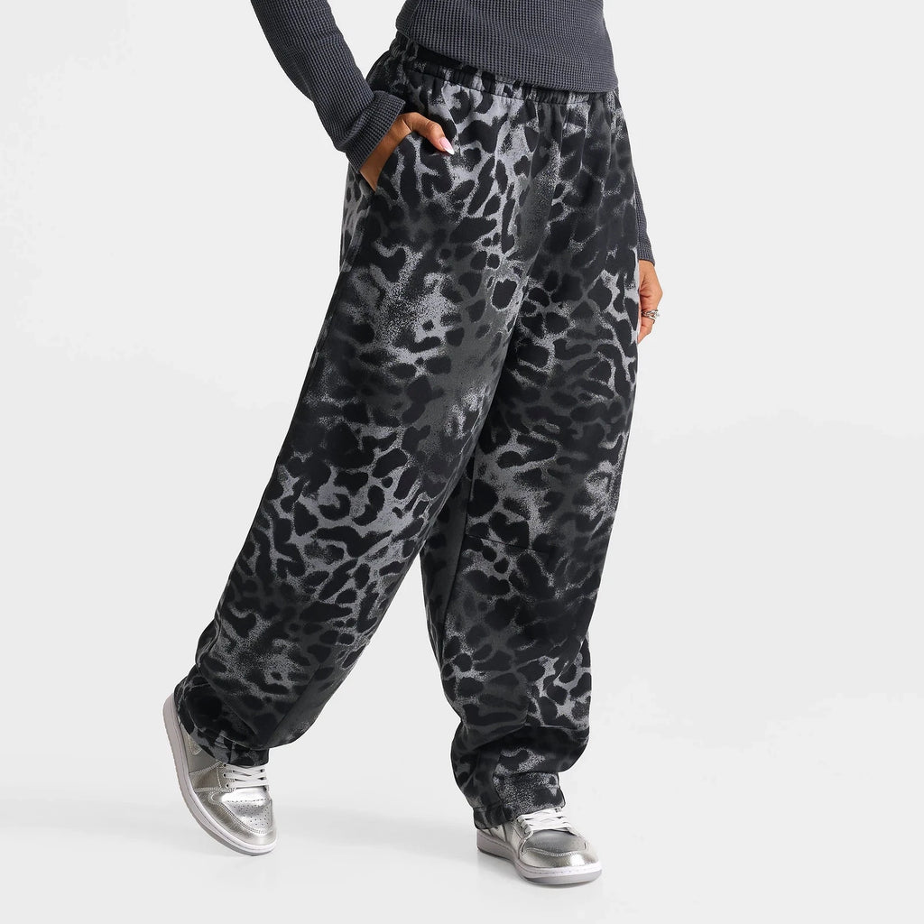 Women's Animal Print Fleece Wide-Leg Pants