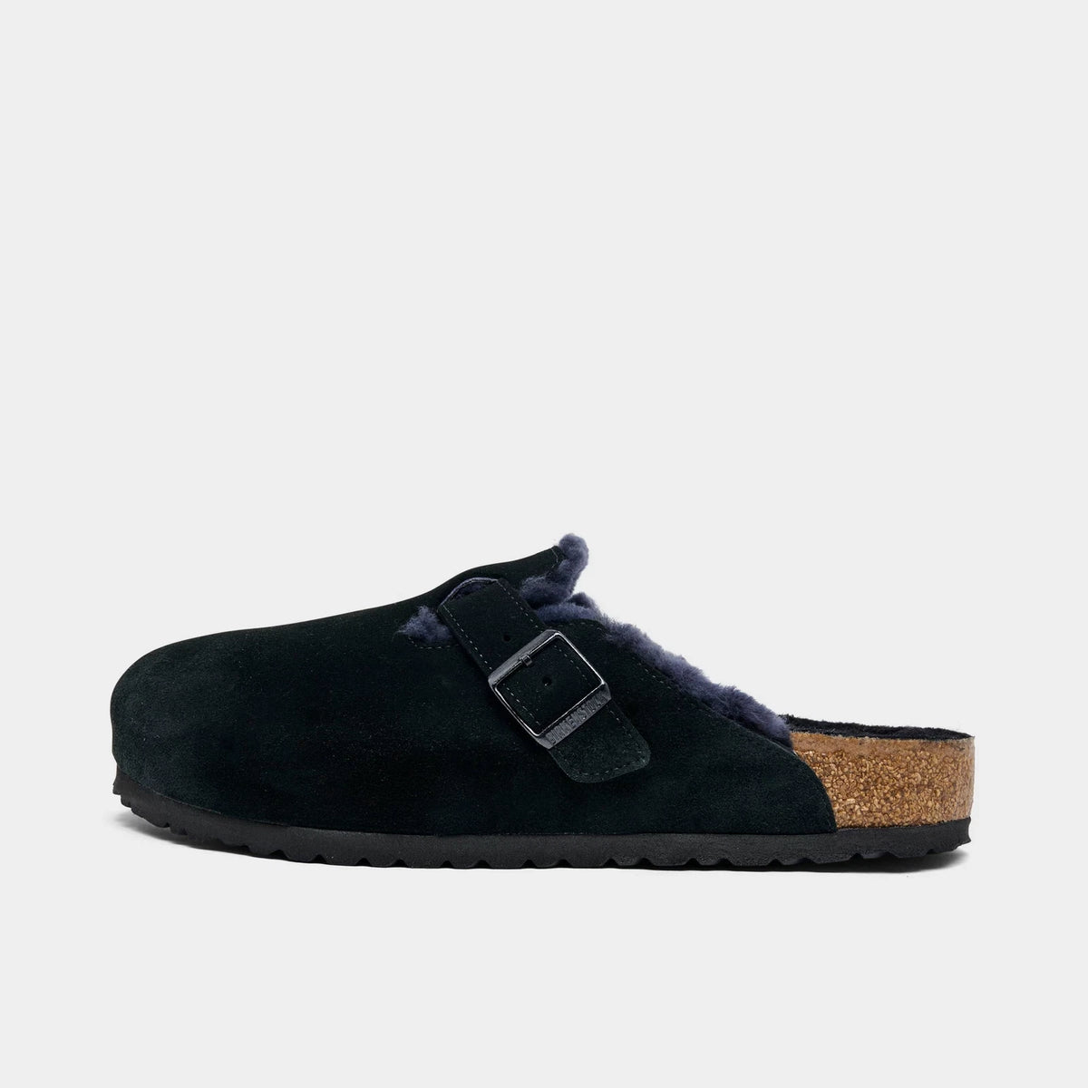 Men's Shearling-Lined Suede Clogs - Black
