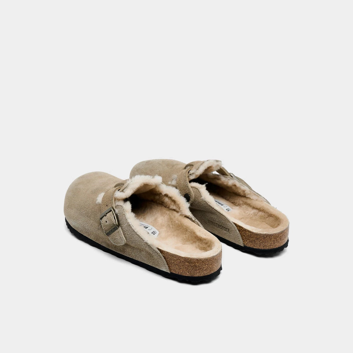 Men's Shearling-Lined Suede Clogs - Brown