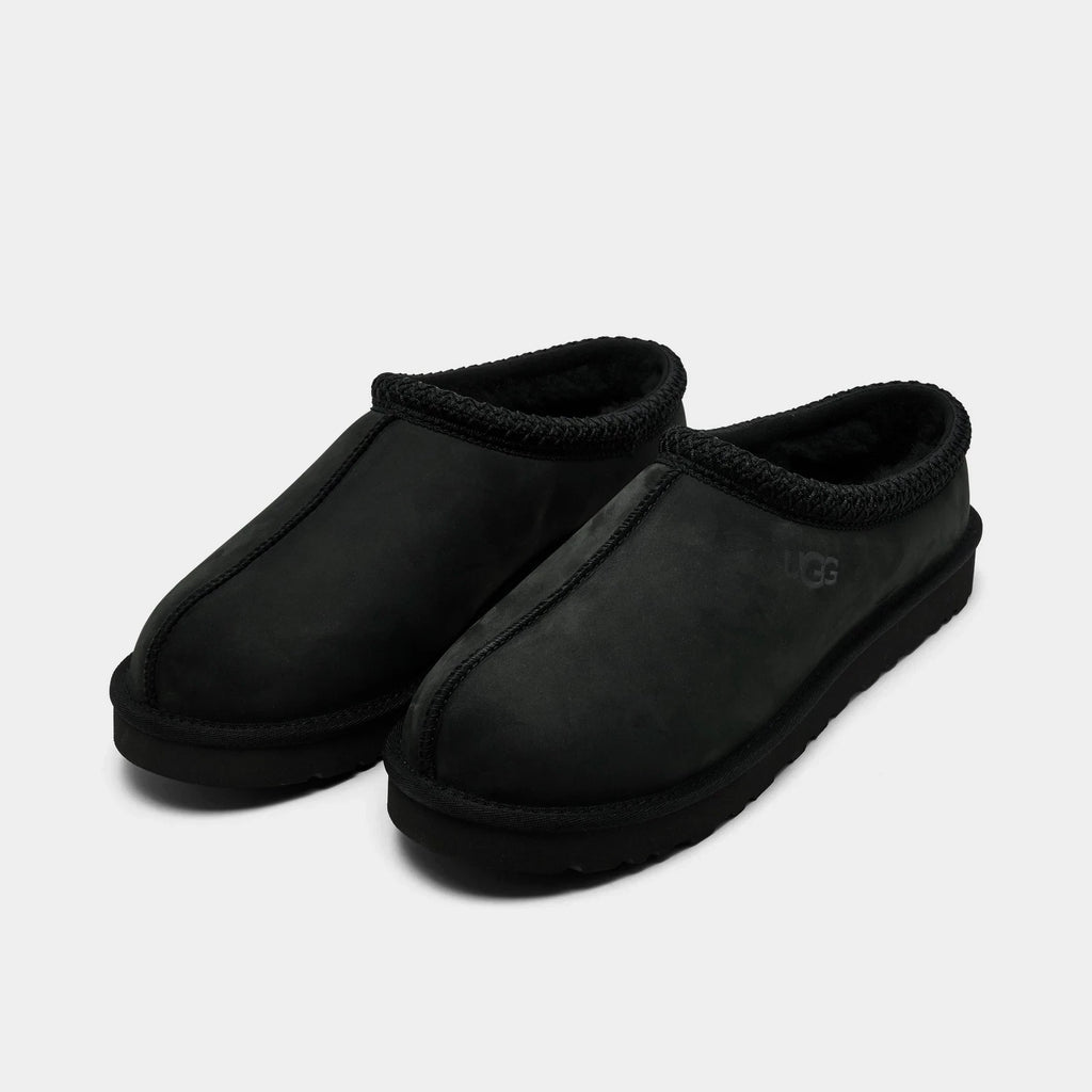 Men's Nubuck Backless Slippers - Black