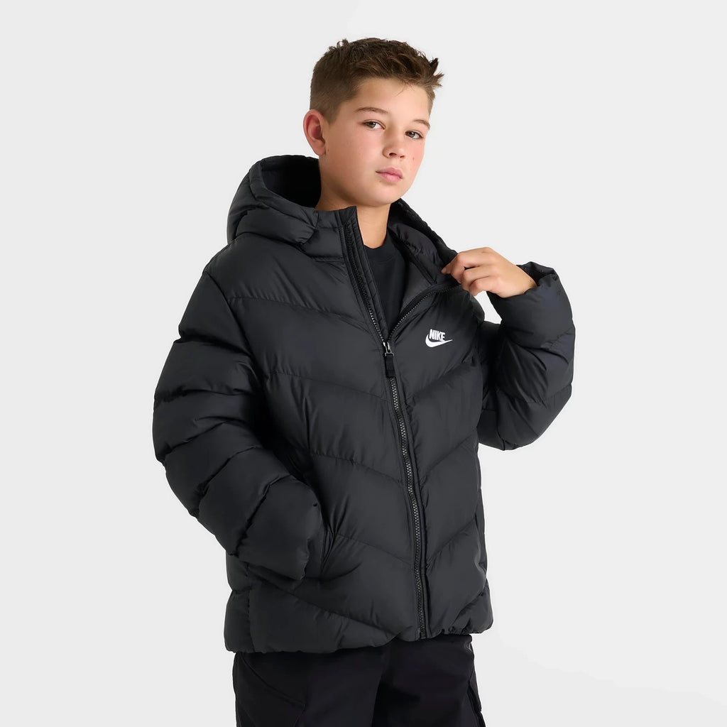 Big Kids' Hooded Insulated Puffer Jacket - Black