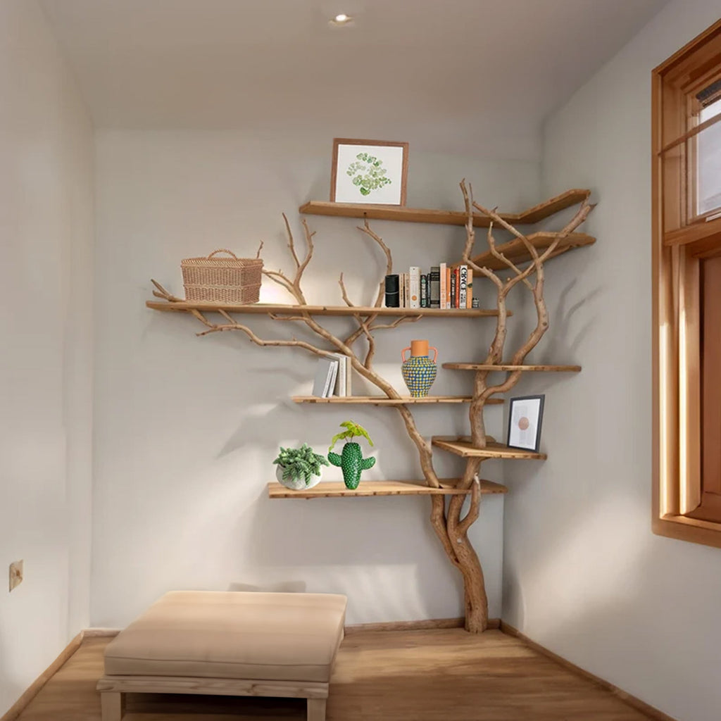 Driftwood Tree Branch Floating Bookshelf, Wall Mounted
