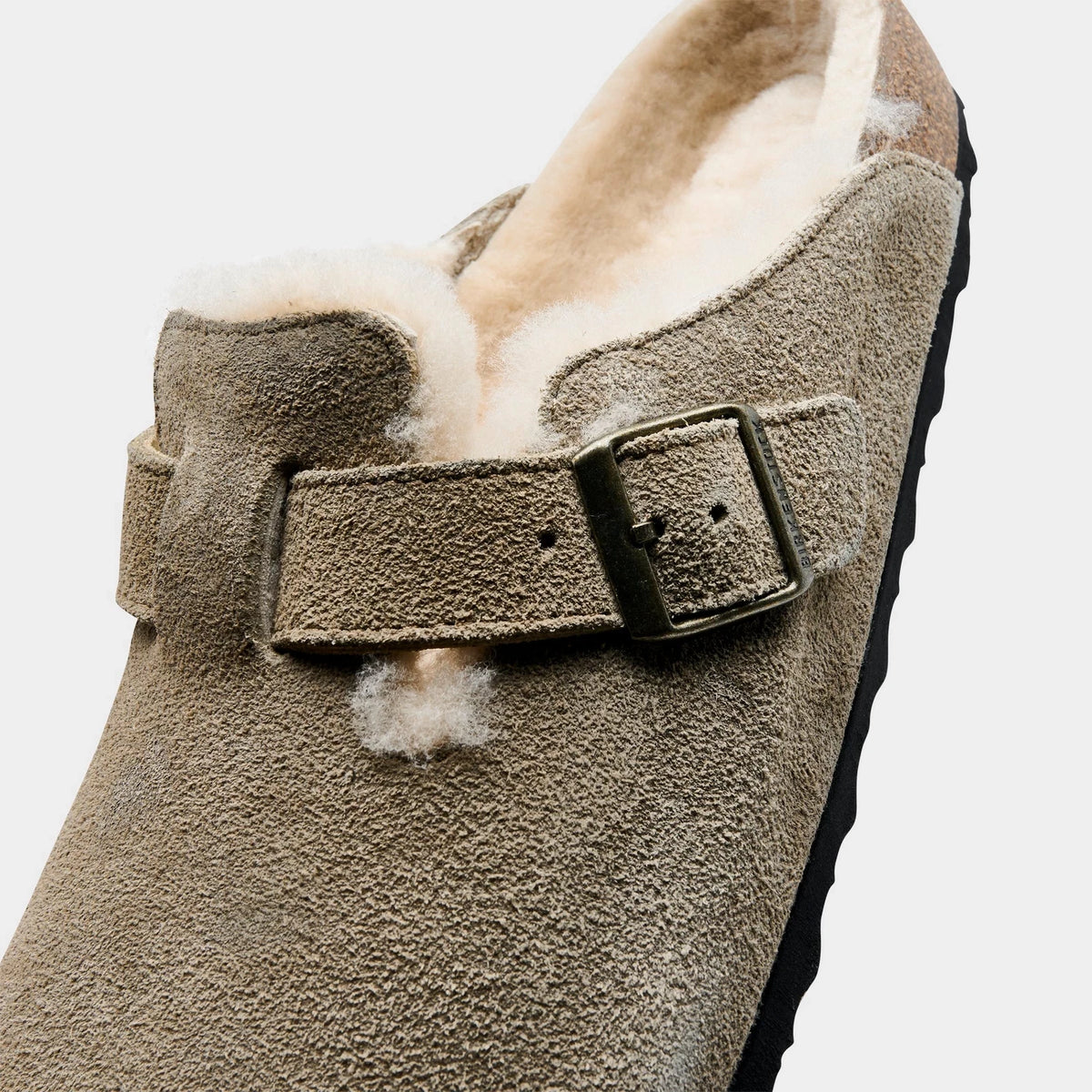 Men's Shearling-Lined Suede Clogs - Brown