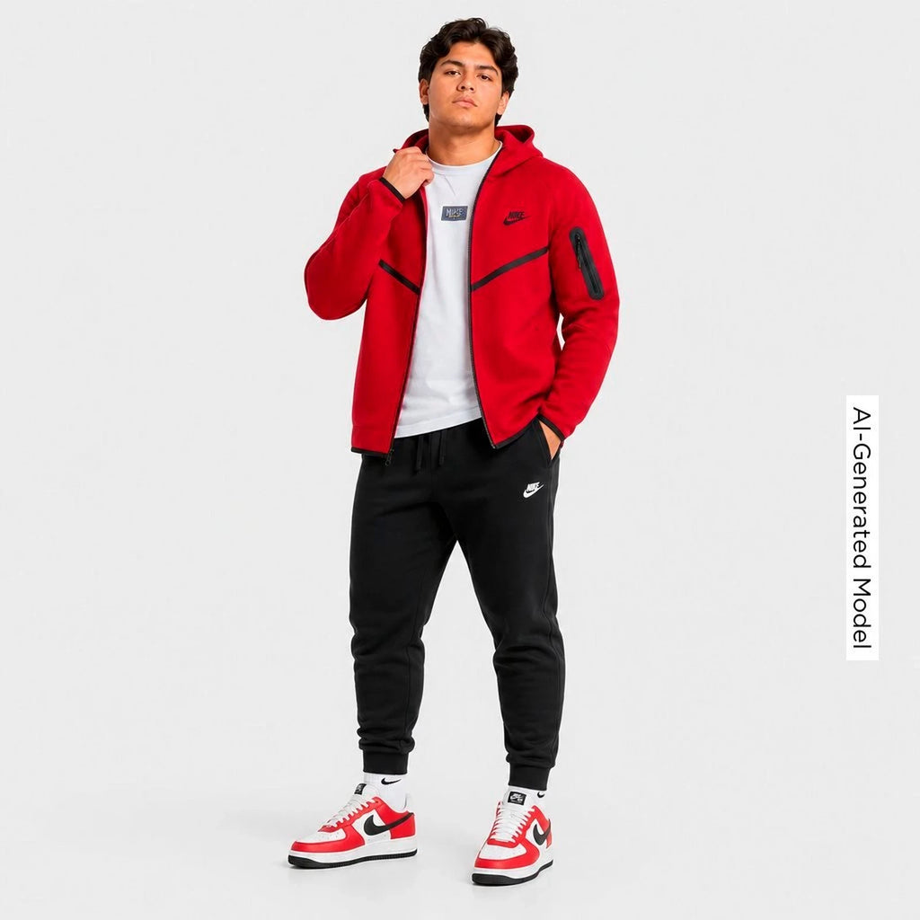 Men's Full-Zip Fleece Hoodie - Red