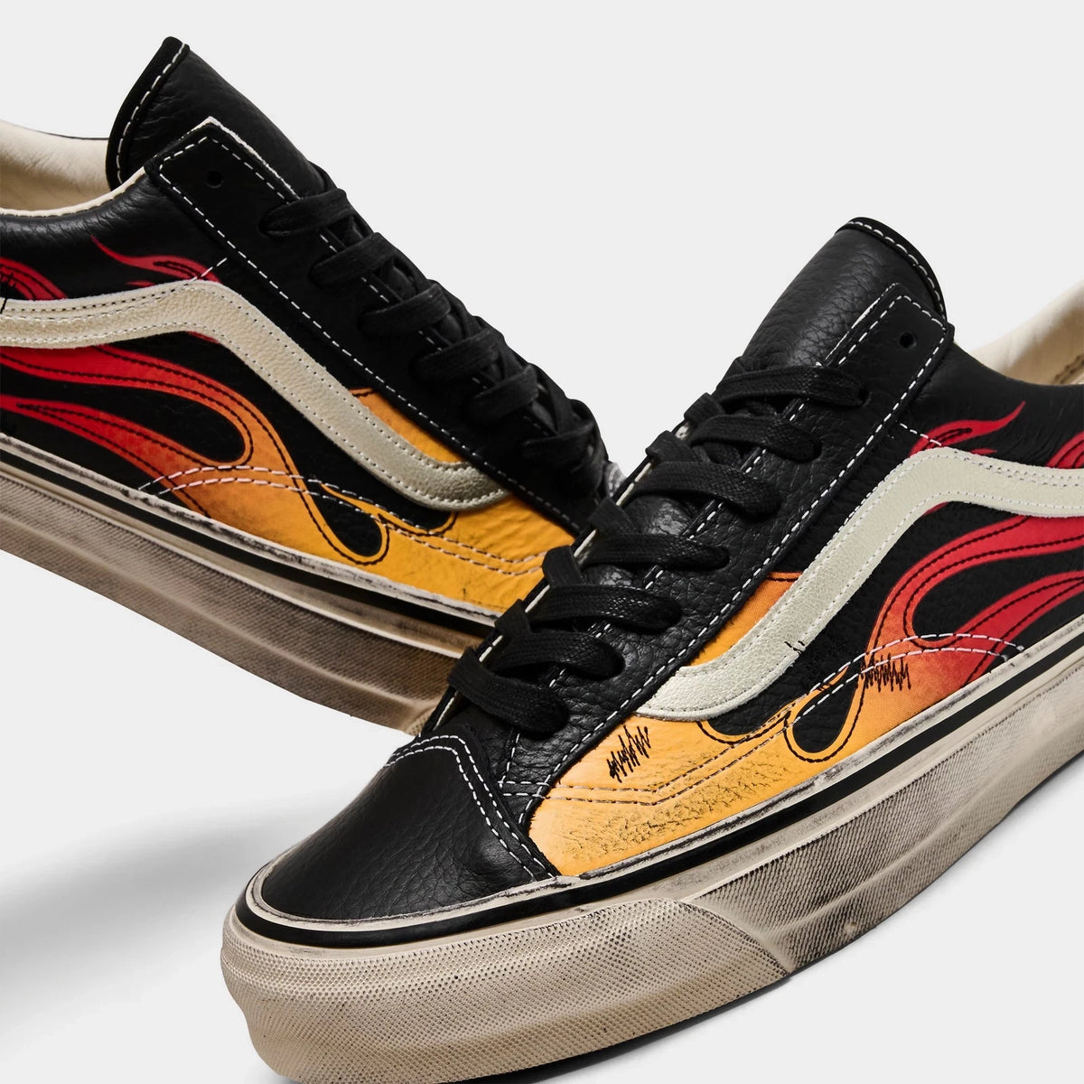 Men's Distressed Flame Skate Sneakers