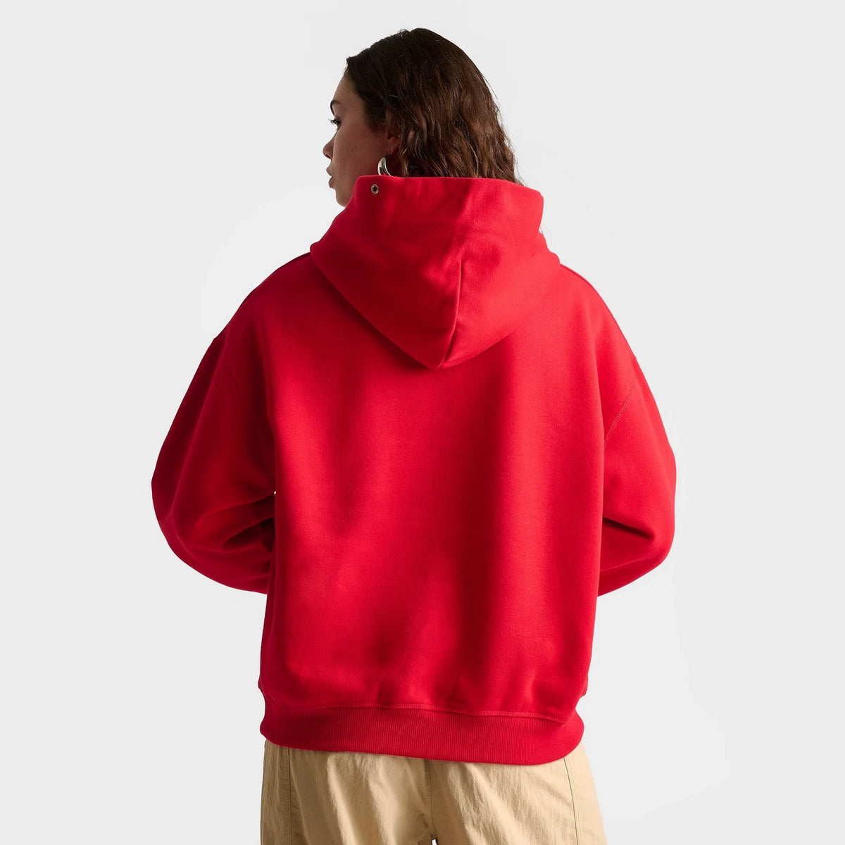 Women's Oversized Grommet Pullover Hoodie - Red