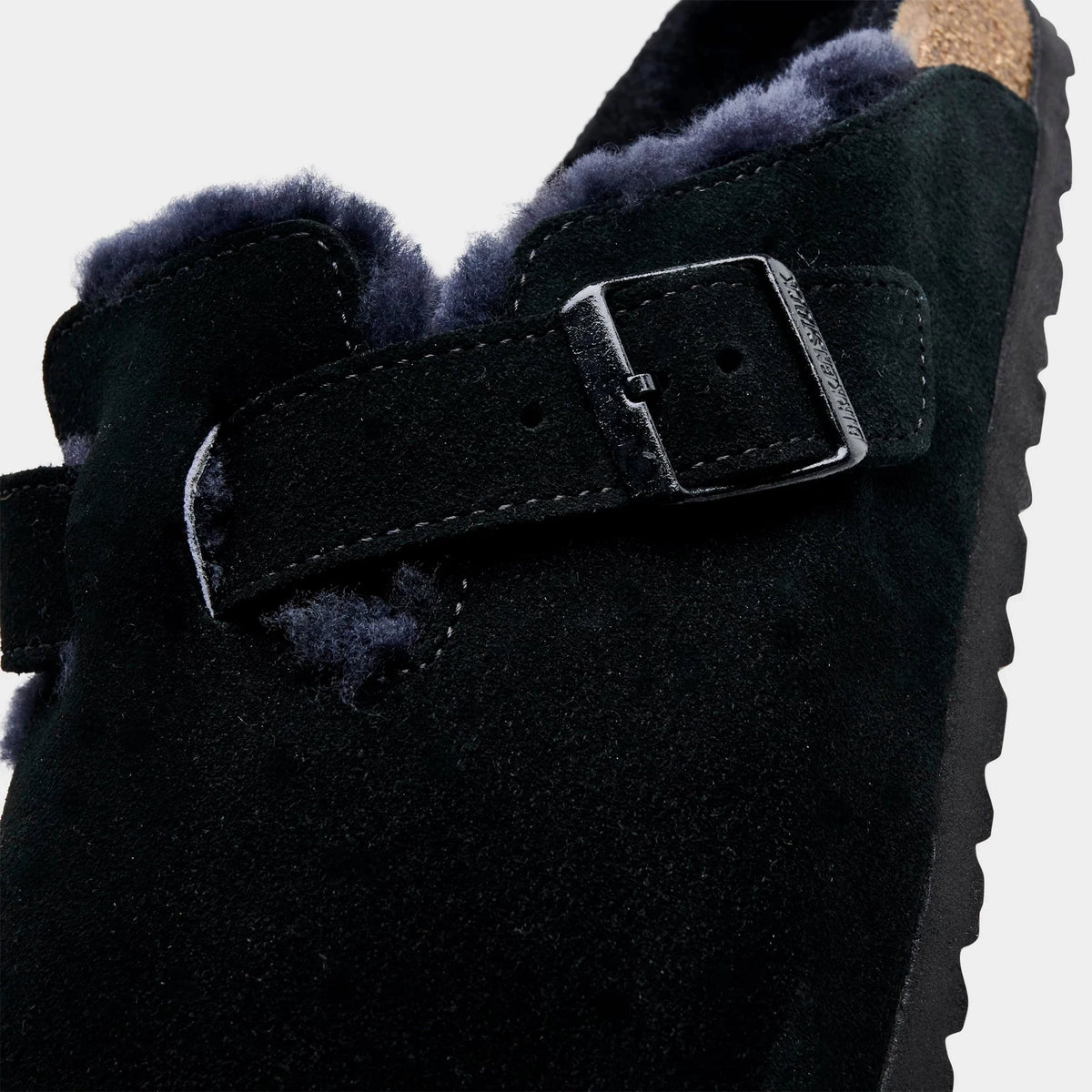 Men's Shearling-Lined Suede Clogs - Black