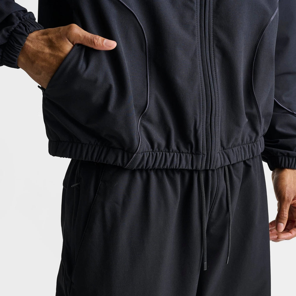 Men's Water-Repellent Full-Zip Track Jacket - Black