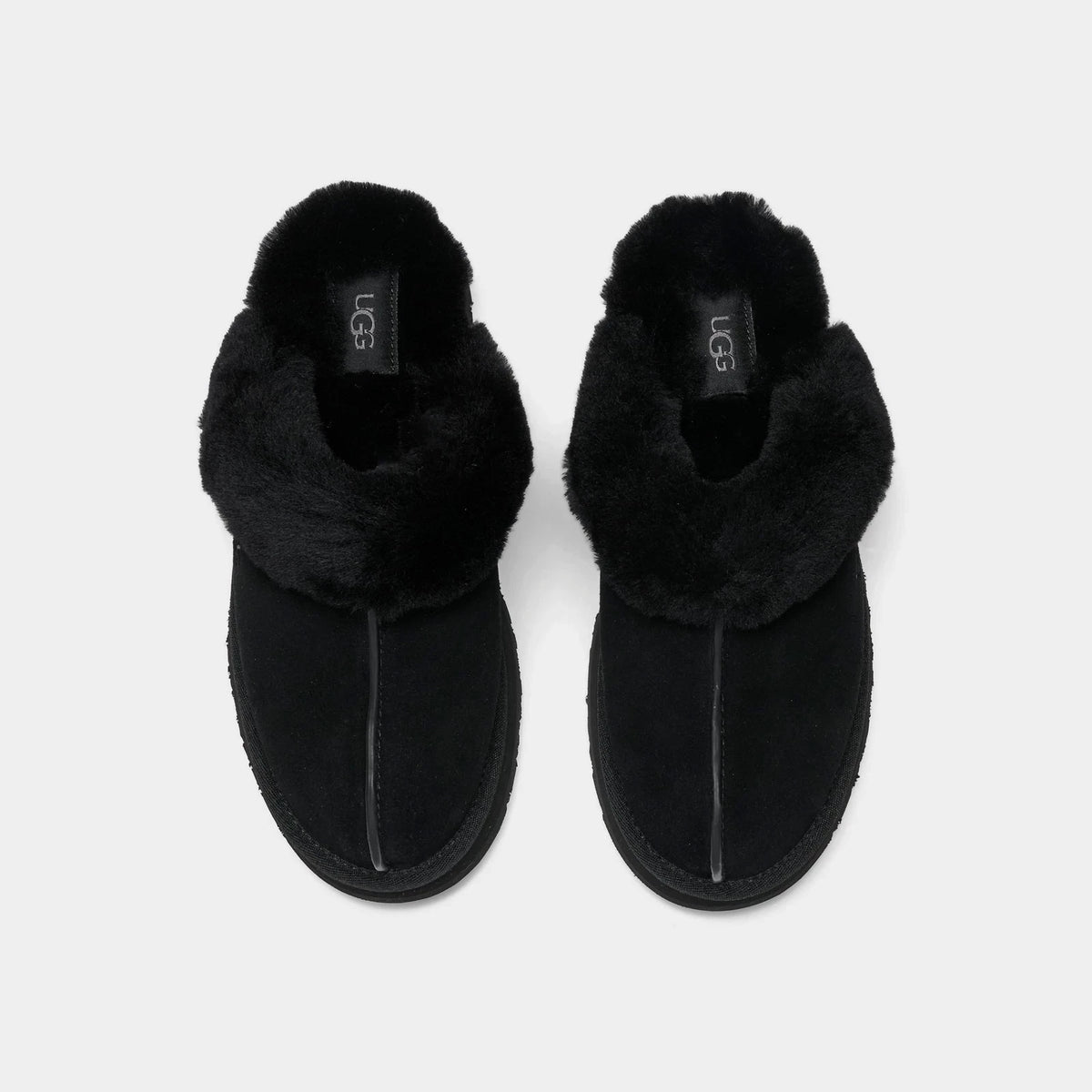 Women's Suede Platform Slip-On Slipper - Black