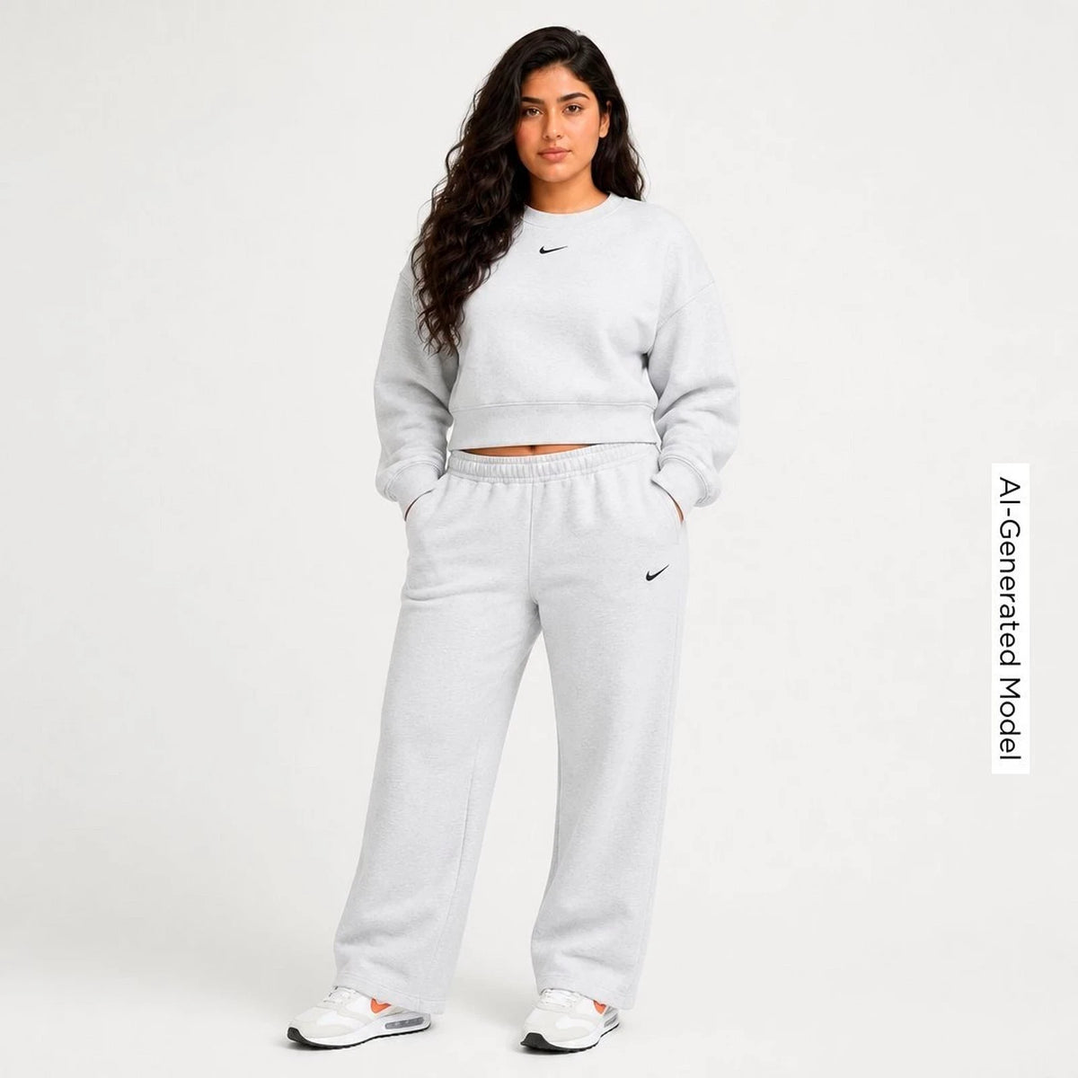 Women's Cropped Oversized Fleece Sweatshirt - Gray