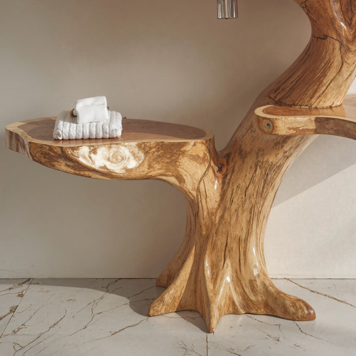 Live Edge Wood Floating Bathroom Vanity Counter Shelf - view 4