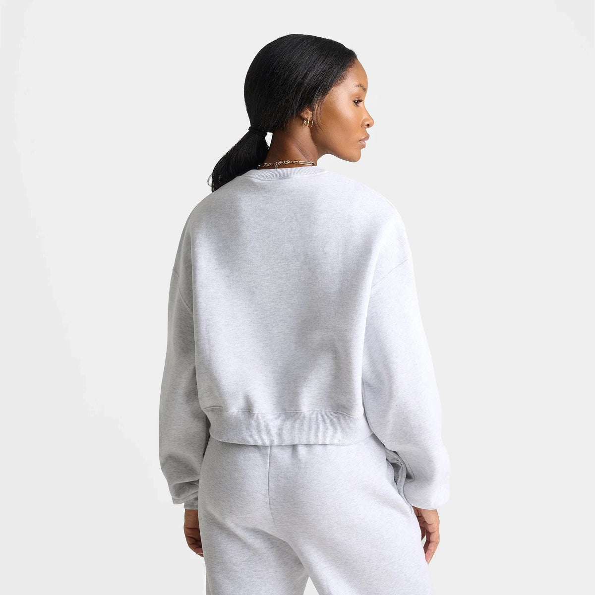 Women's Cropped Oversized Fleece Sweatshirt - Gray