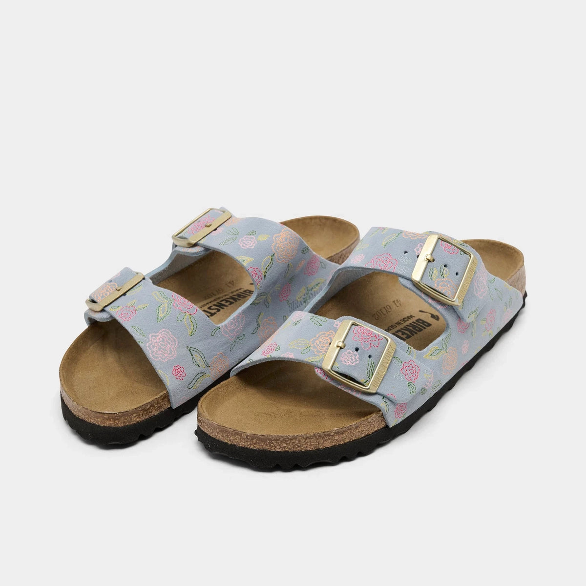Women's Floral Suede Two-Strap Sandals