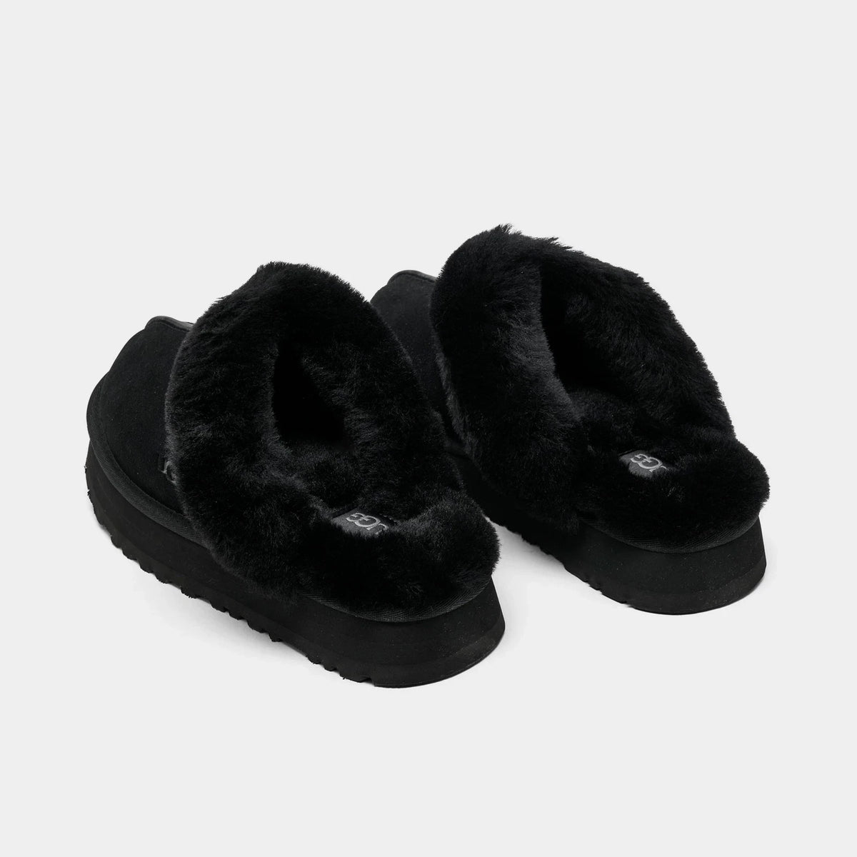 Women's Suede Platform Slip-On Slipper - Black