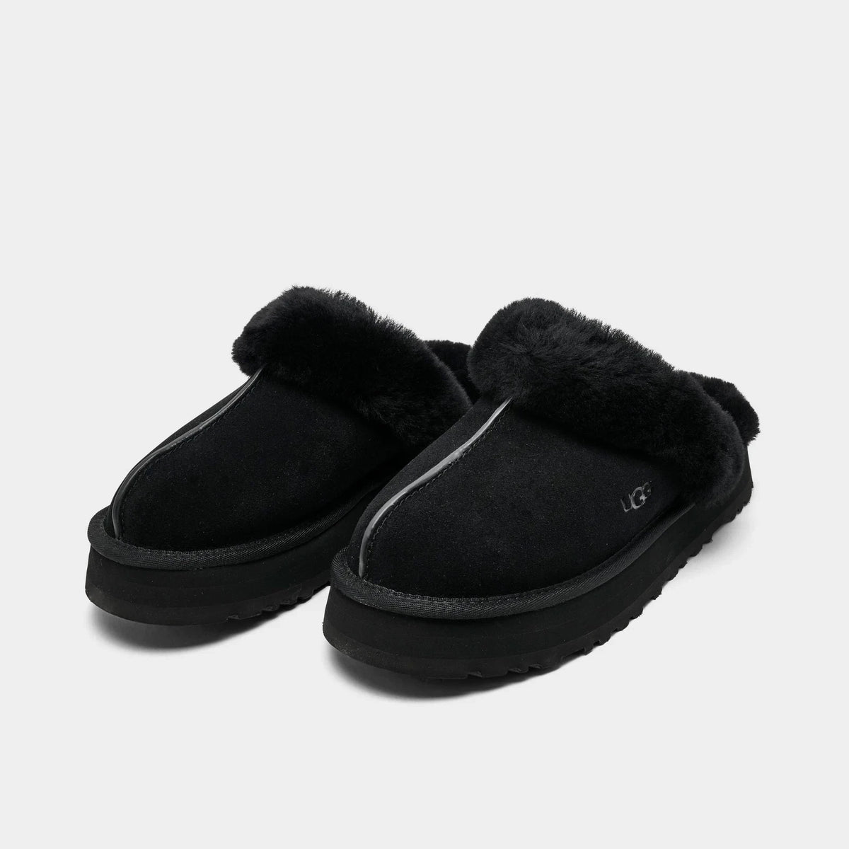 Women's Suede Platform Slip-On Slipper - Black
