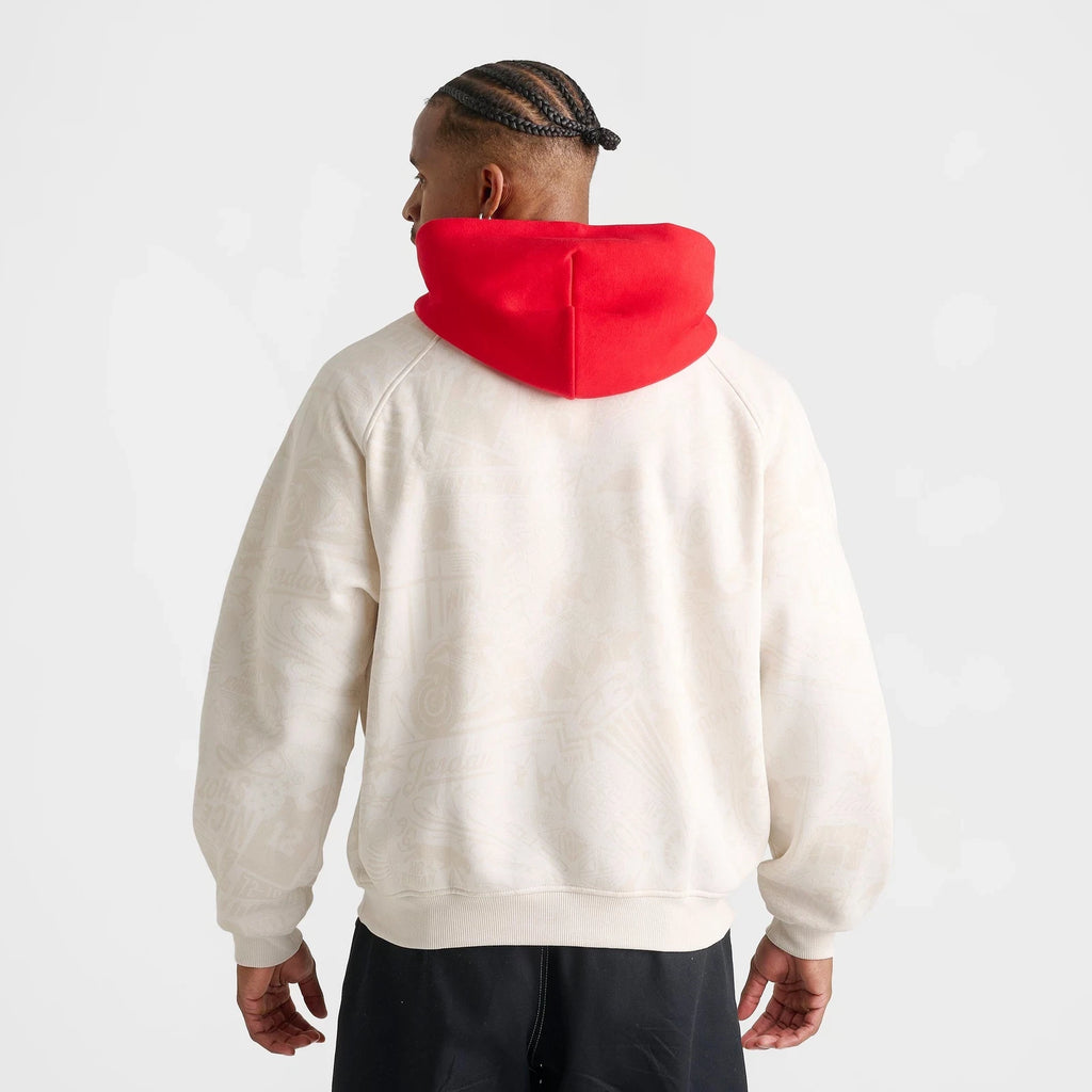 Men's Oversized Printed Fleece Pullover Hoodie