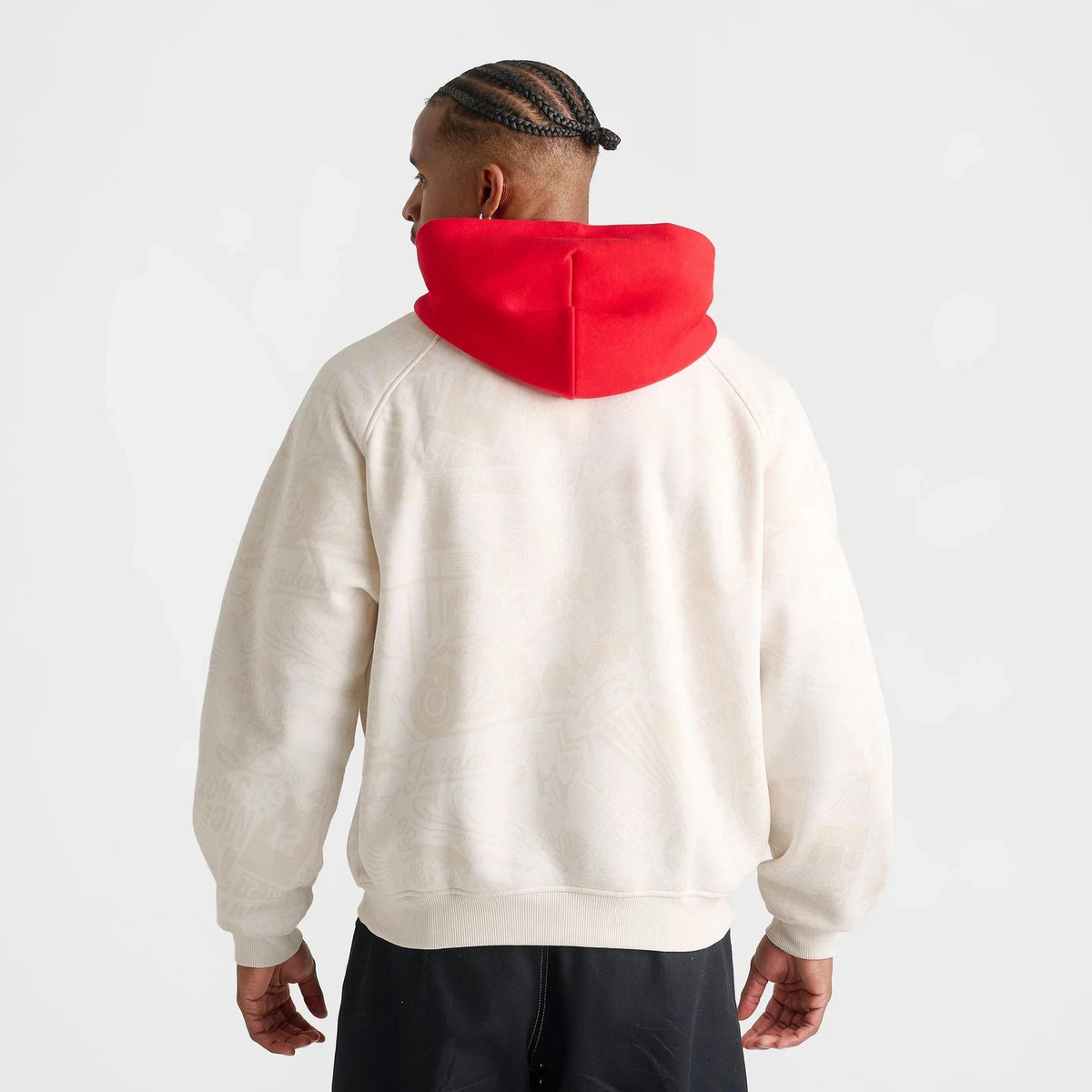Men's Oversized Printed Fleece Pullover Hoodie