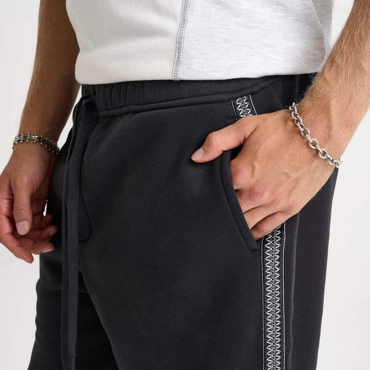 Men's Brushed Fleece Straight-Leg Pants - Black