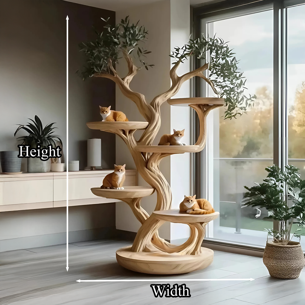 Rustic Solid Wood Cat Tree with Natural Branch Design - view 5
