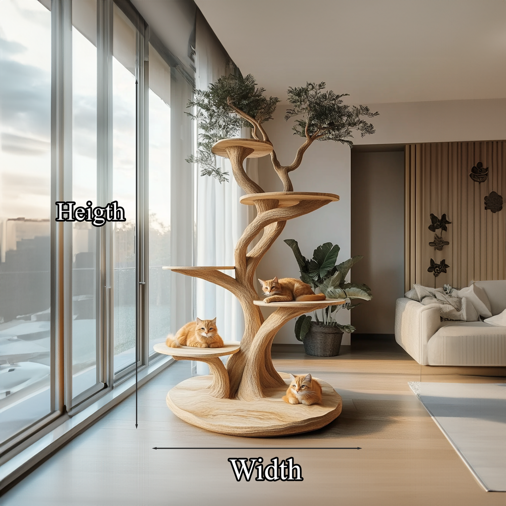 Large Handmade Wooden Cat Climbing Tree in Modern Style - view 6