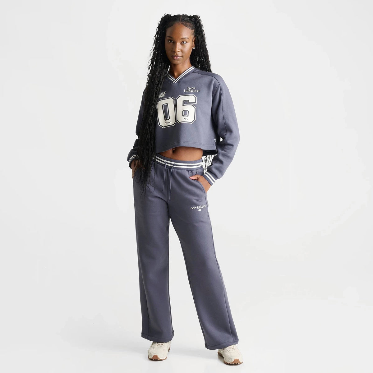 Women's Ribbed Wide-Leg Fleece Pants