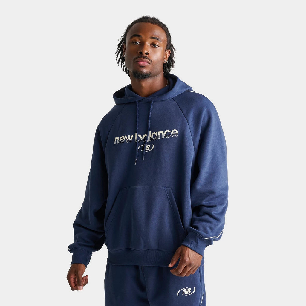 Men's Oversized Piped Fleece Pullover Hoodie