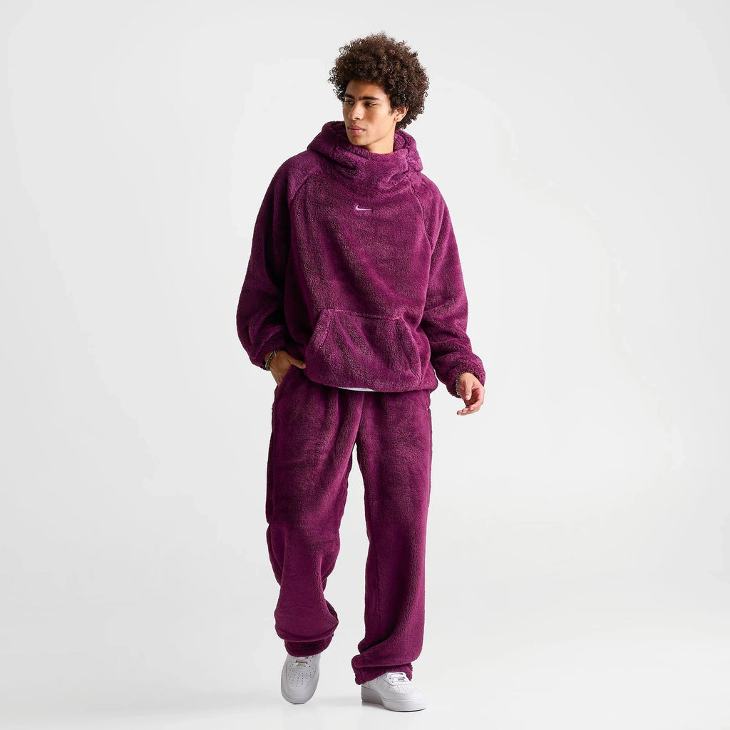 Men's High-Pile Fleece Jogger Pants - Red