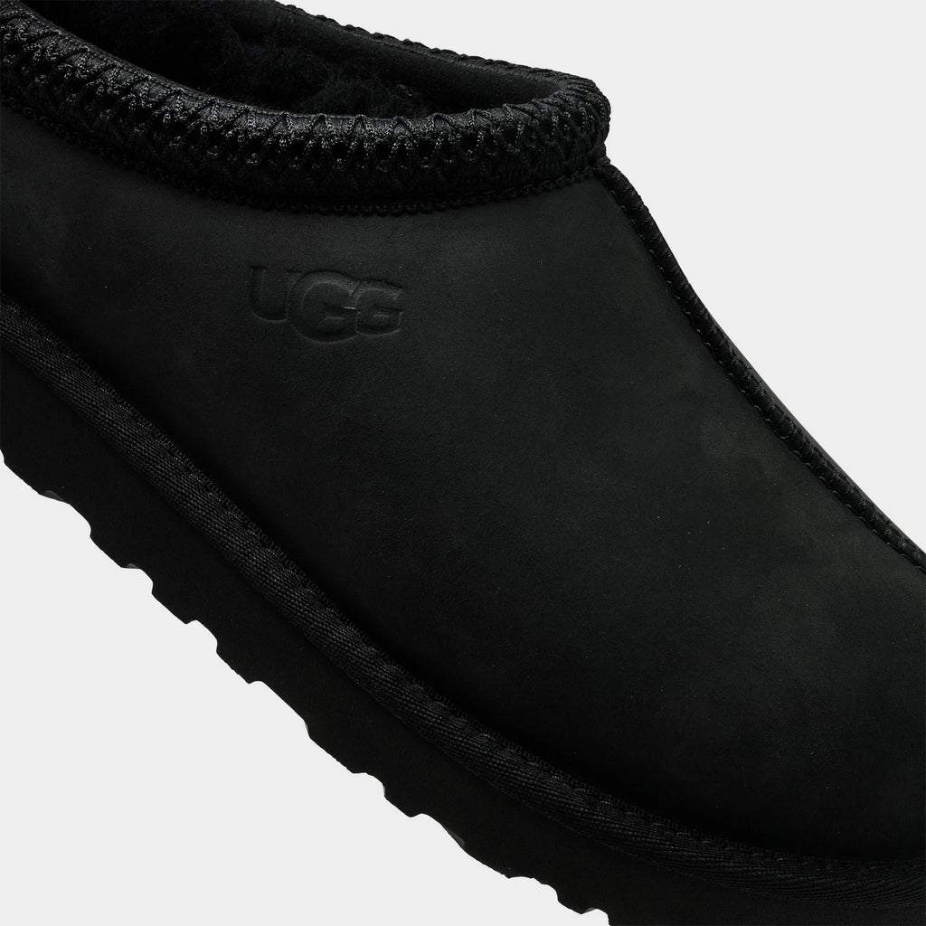 Men's Nubuck Backless Slippers - Black