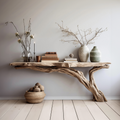 Solid Wood Rustic Console Table for Entryway and Hallway