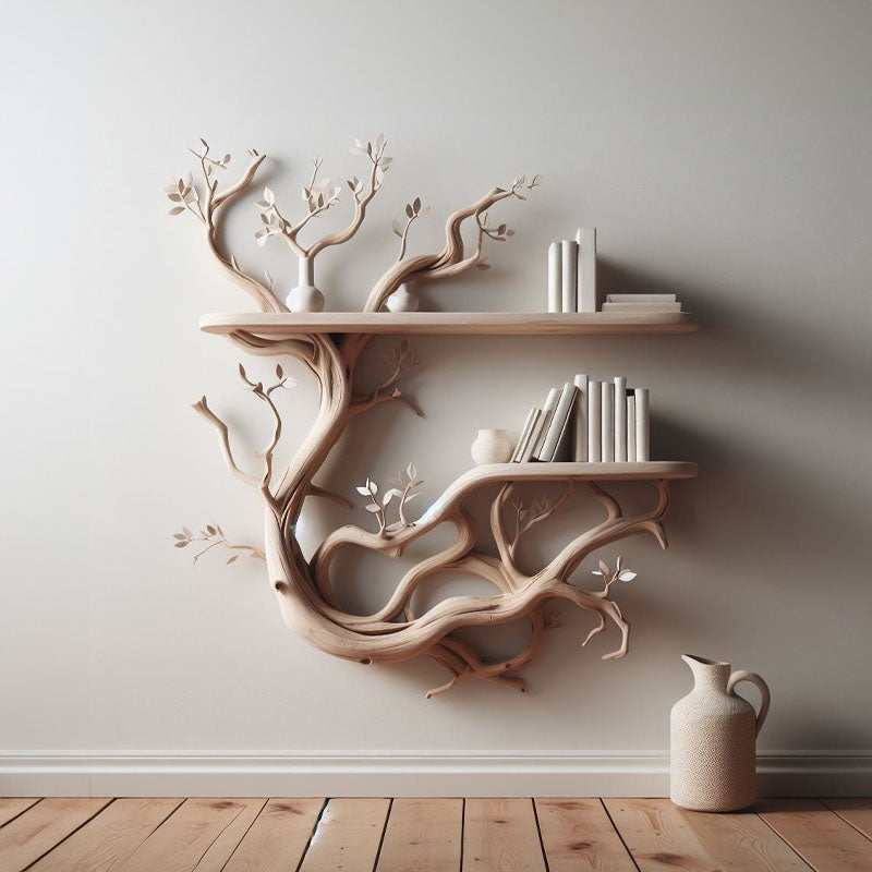 Driftwood Tree Branch Floating Wall Shelf for Books and Plants