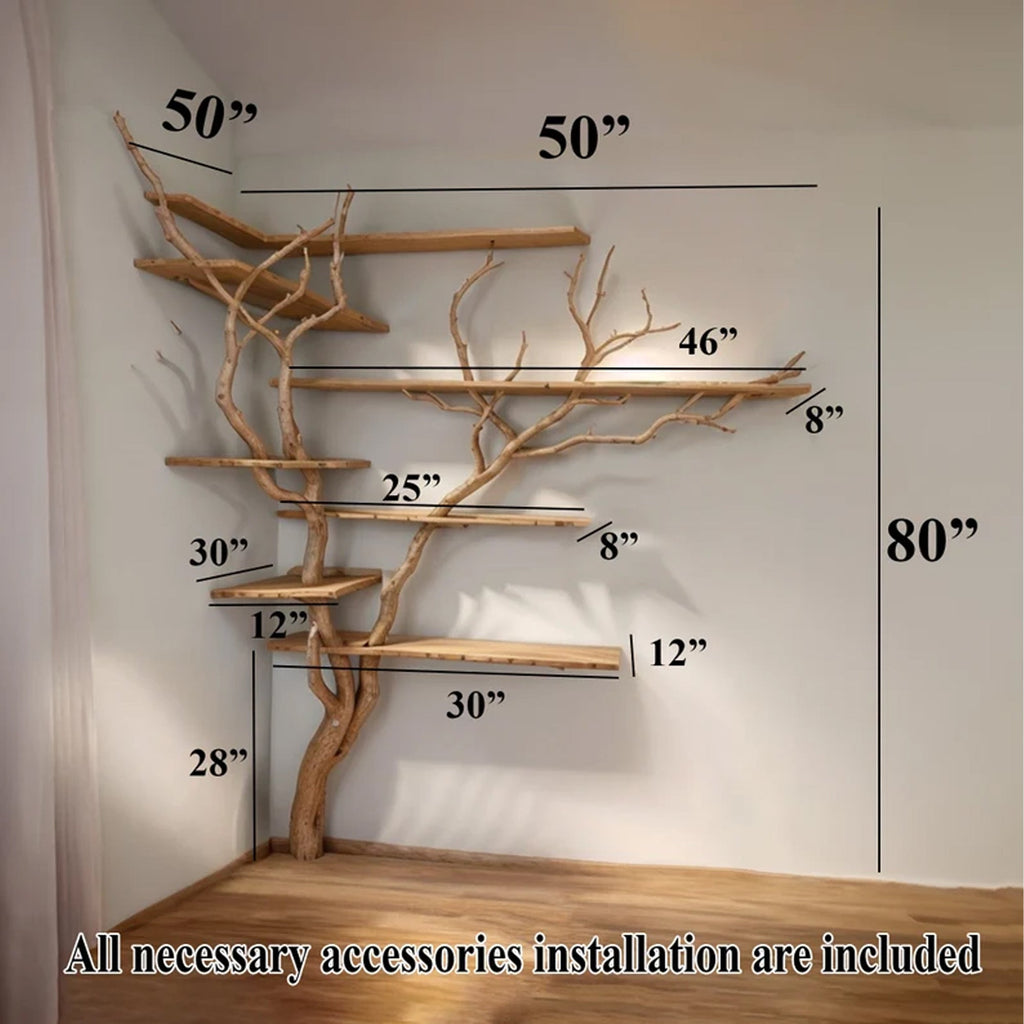 Driftwood Tree Branch Floating Bookshelf, Wall Mounted - view 4