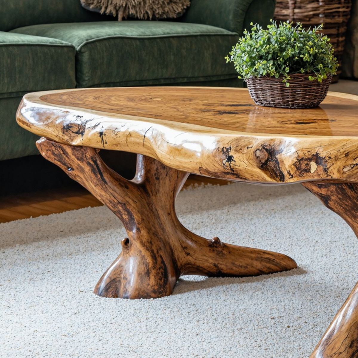 Natural Wood Coffee Table with Wax and Oil Finish - view 3