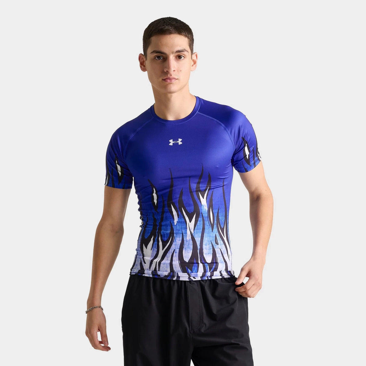 Men's Flame Graphic Compression Training Top - Blue