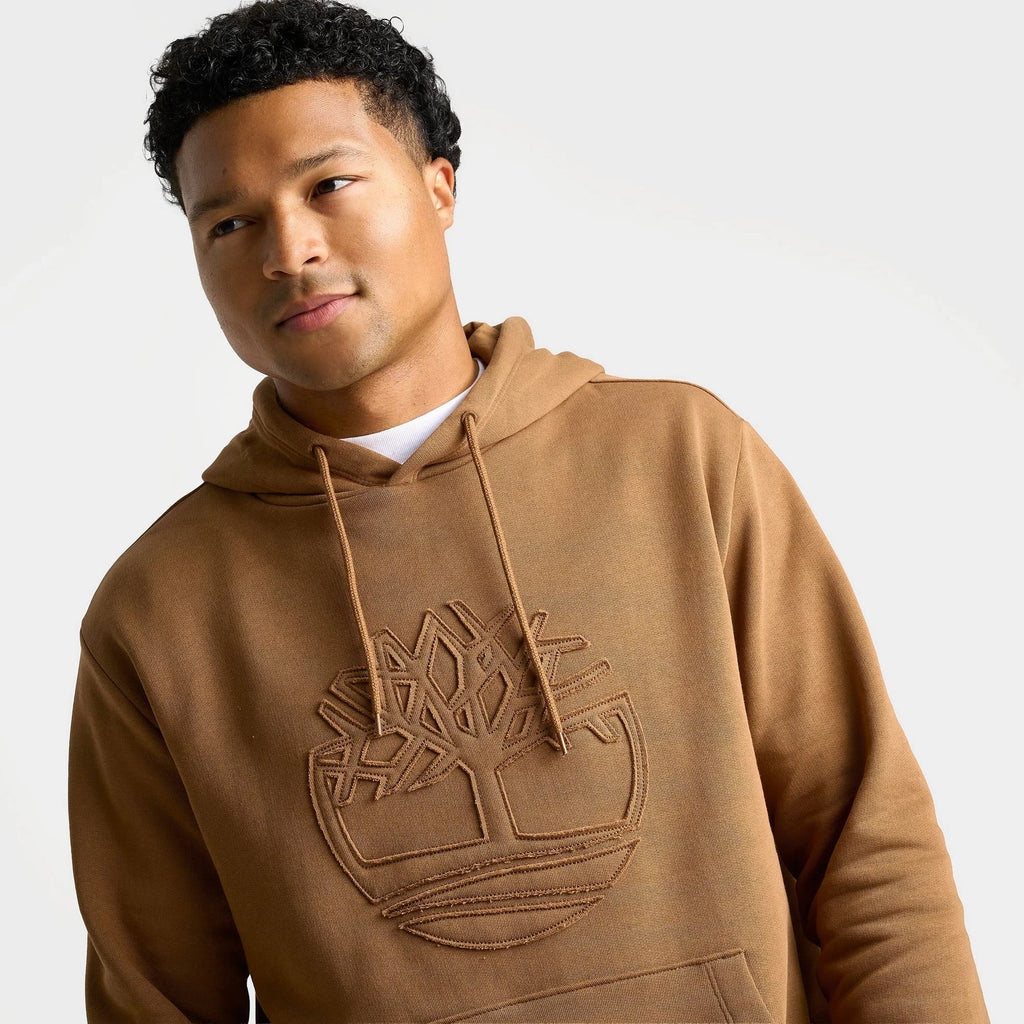 Men's Logo Patch Fleece Pullover Hoodie - Brown