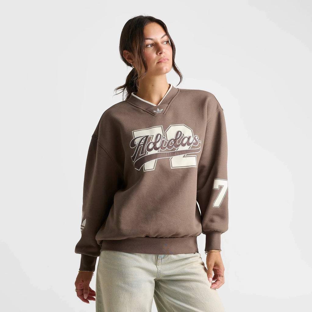 Women's Oversized V-Neck Fleece Sweatshirt
