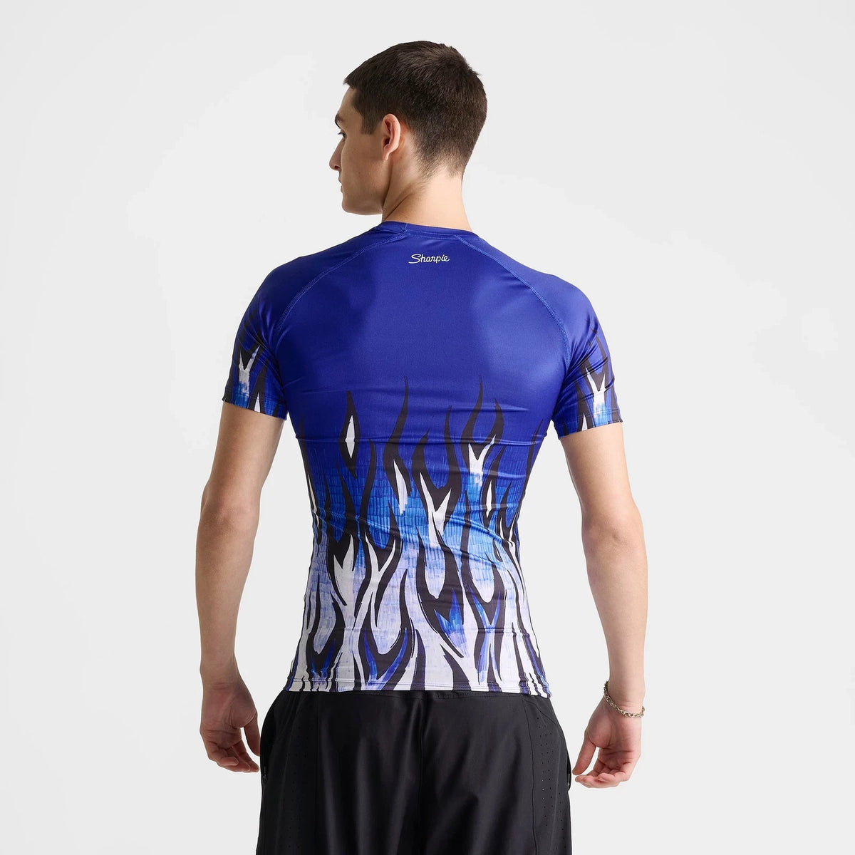 Men's Flame Graphic Compression Training Top - Blue