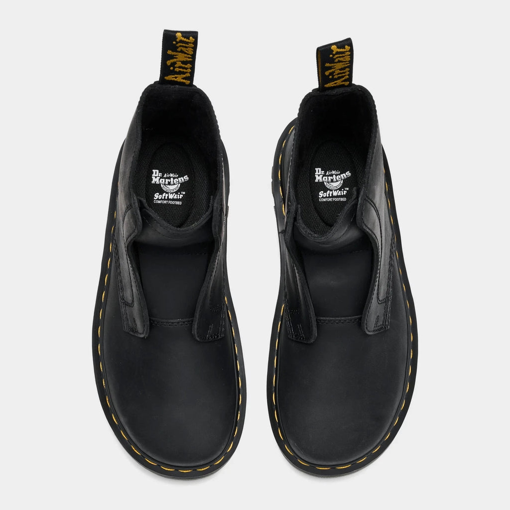 Women's Oiled Leather Slip-On Boots - Black