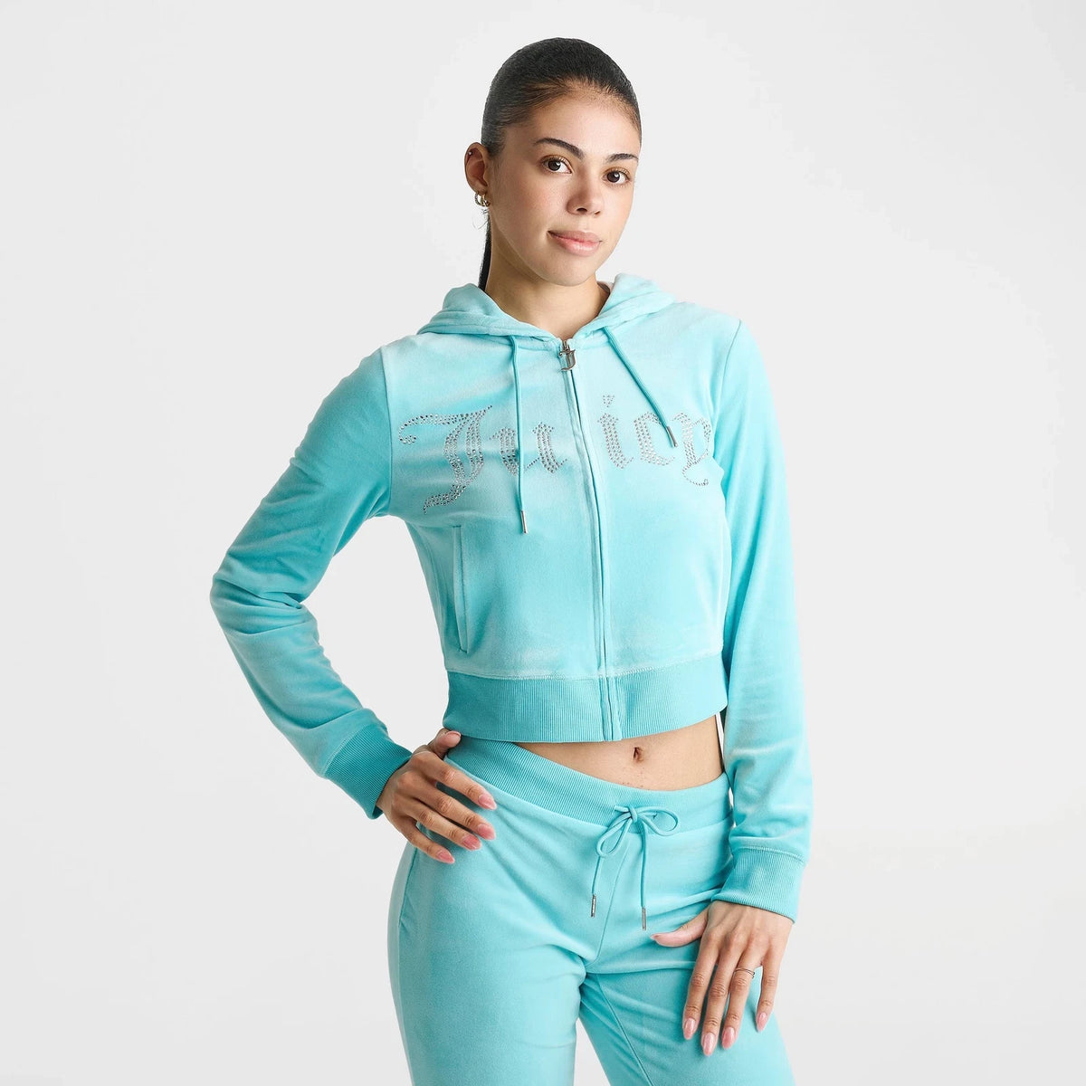 Women's Rhinestone Full-Zip Hooded Jacket
