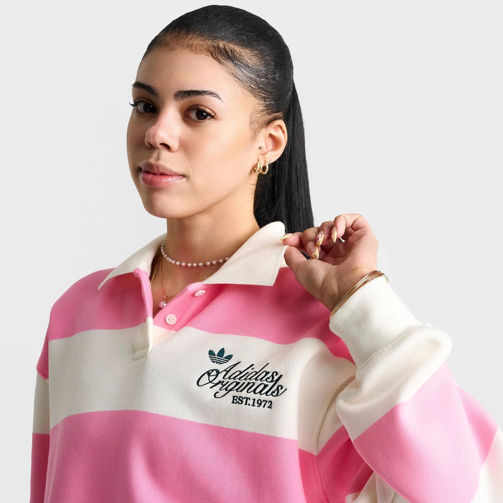 Women's Oversized Striped Collar Sweatshirt