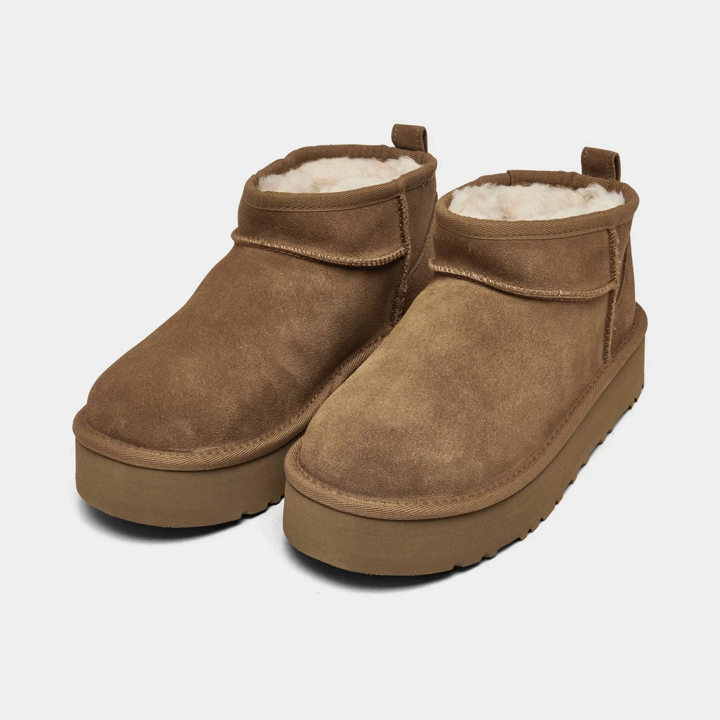 Kids' Suede Platform Mini Boots - Chestnut