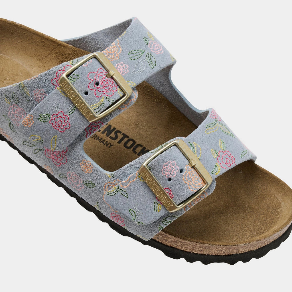 Women's Floral Suede Two-Strap Sandals