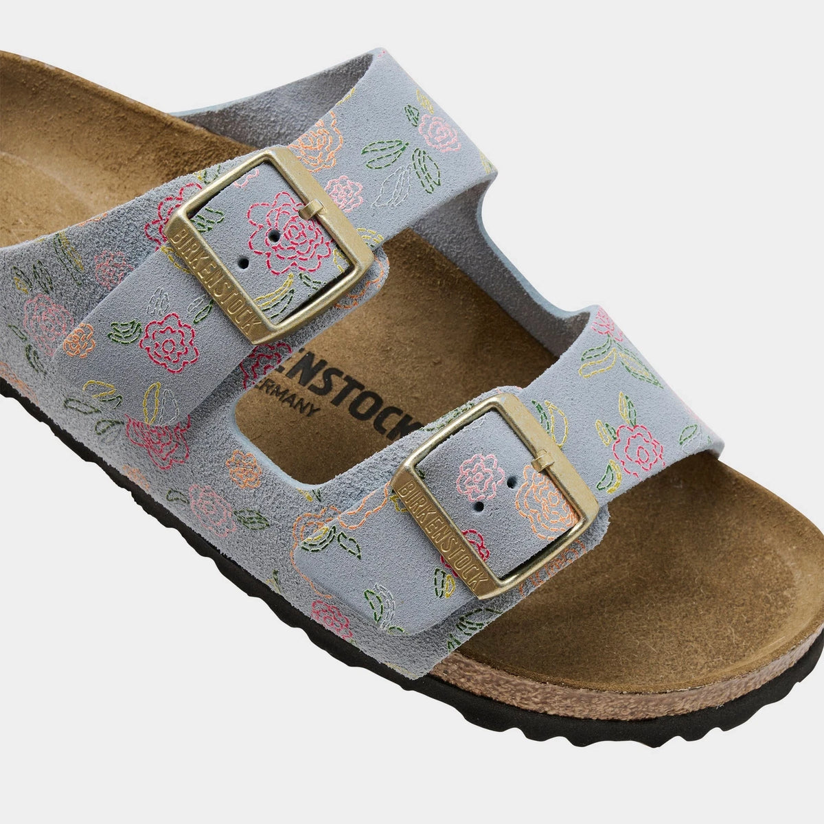 Women's Floral Suede Two-Strap Sandals