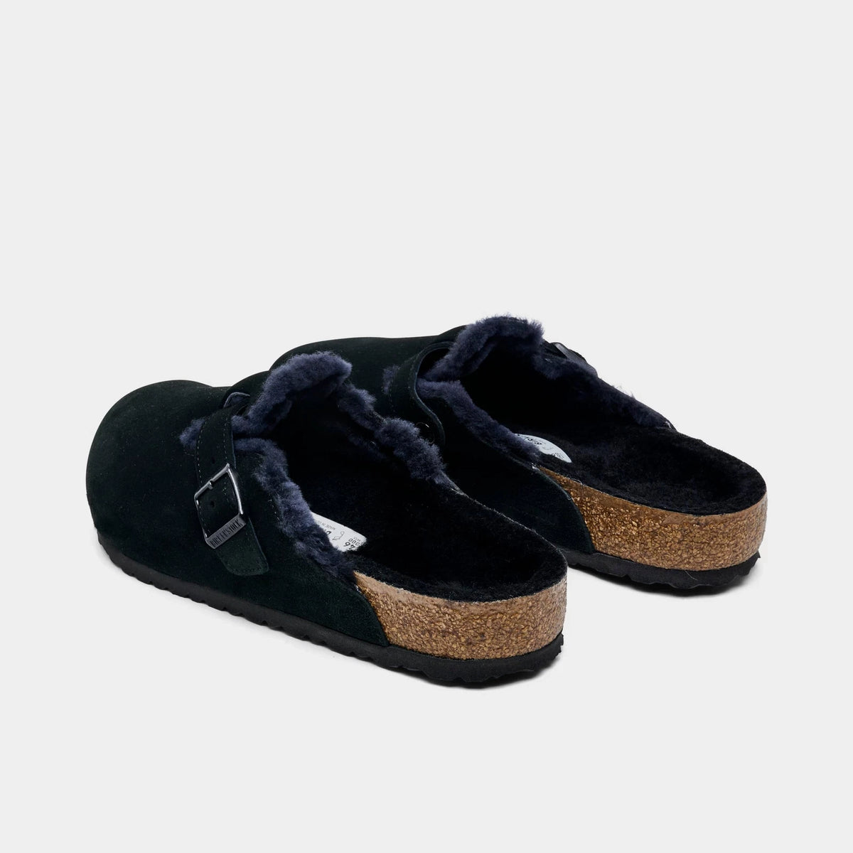 Men's Shearling-Lined Suede Clogs - Black