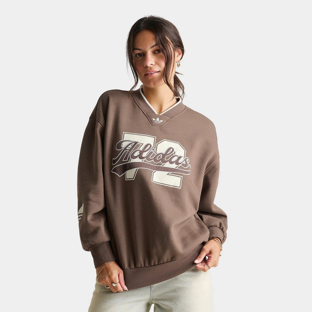 Women's Oversized V-Neck Fleece Sweatshirt