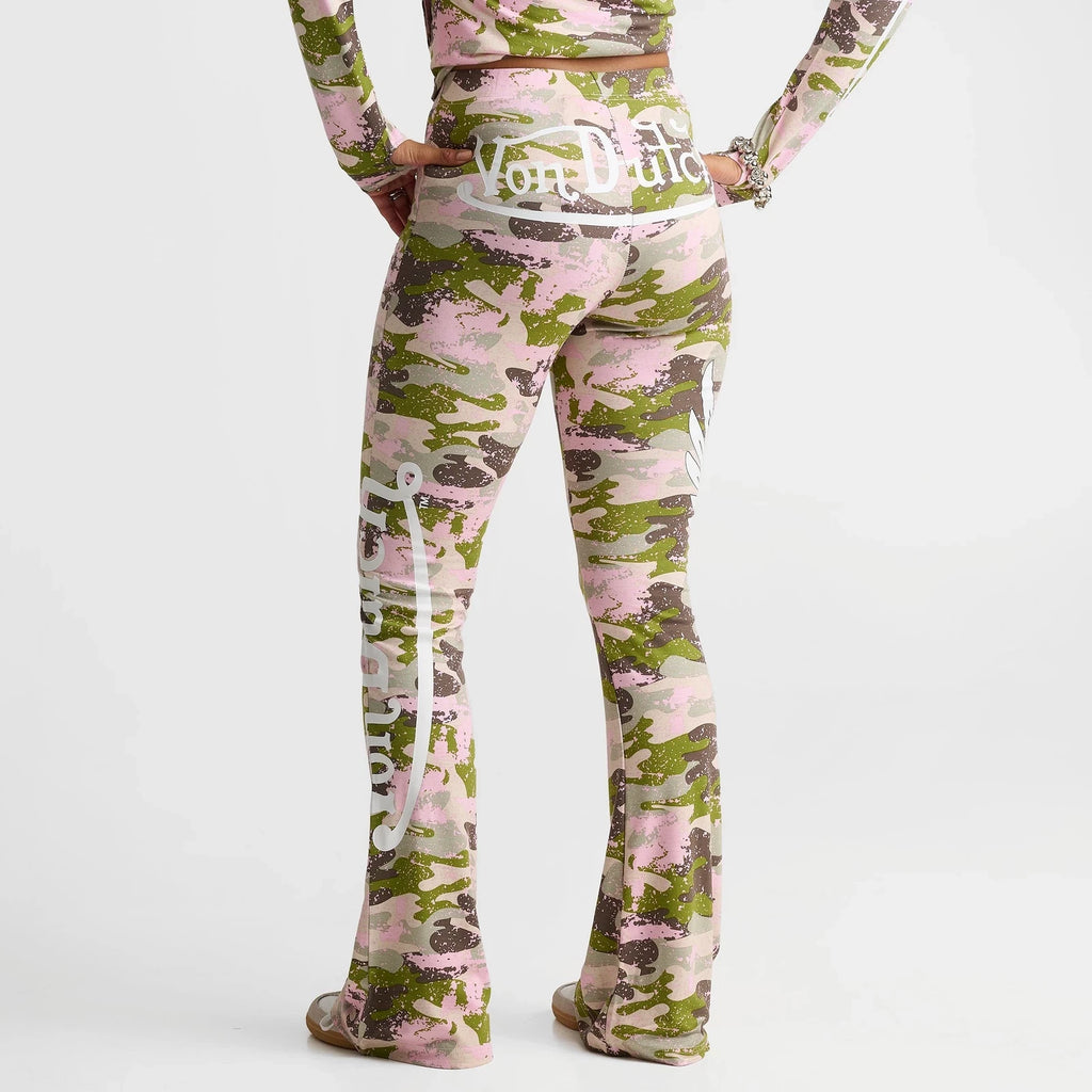 Women's Camo Print Mid-Rise Flared Leggings